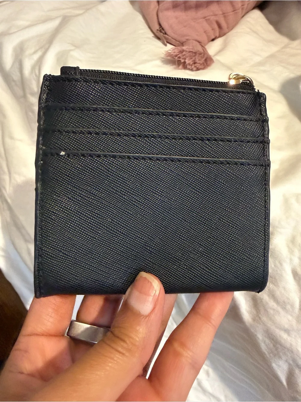 Anne Klein Textured Leather Wallet with Gold Button